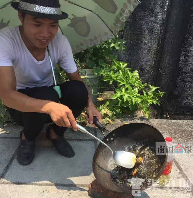 柳州真热！楼顶直晒煎熟鸡蛋 吃起来有阳光的味道