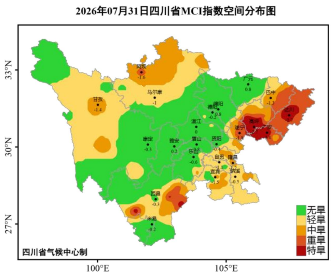 预计四川盆地8月有5次降水过程，中旬至下旬发生高温热浪概率较大